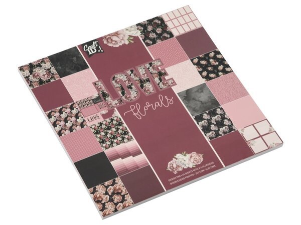 Blok 25x25 cm m. designs Love Florals 24 ark 250 gr.